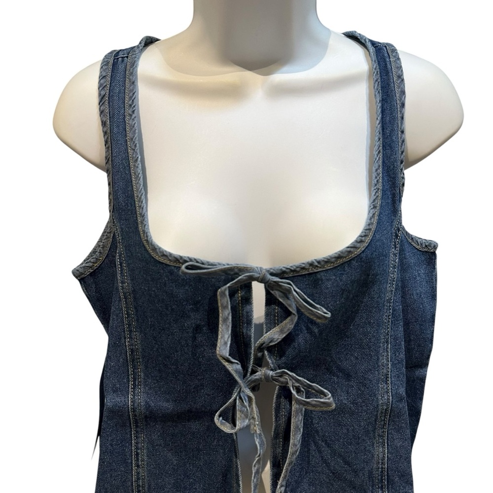 Princess Polly Stefenie Denim Tie Tank Top Mid Wash US 4 New with Tag - Picture 10 of 16